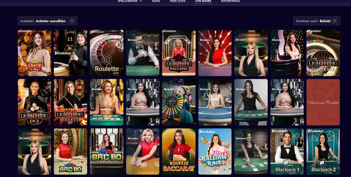 Live-Casino-Tische bei Ezz Casino